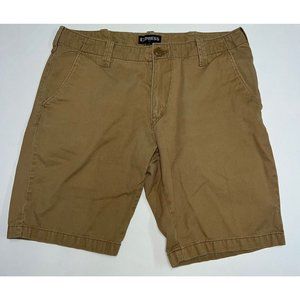 Express Mens Khaki Classic Chino Flat Front Shorts Size 31 Cotton 9.5"